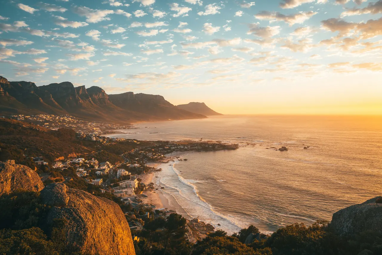Rocky mountains meeting the sea on the Cape coast